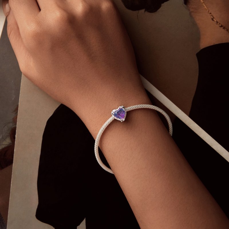 (kuva) PANDORA Tyyli Violetti pinkki gradient sydän Charm - SCC2824 - Näytä 6