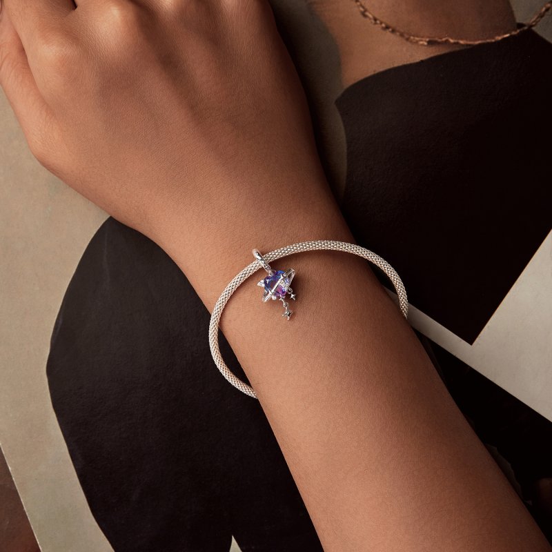 (kuva) PANDORA Tyylit Violetti ja pinkki gradient tähtitaivas riipus - SCC2825 - Näytä 5