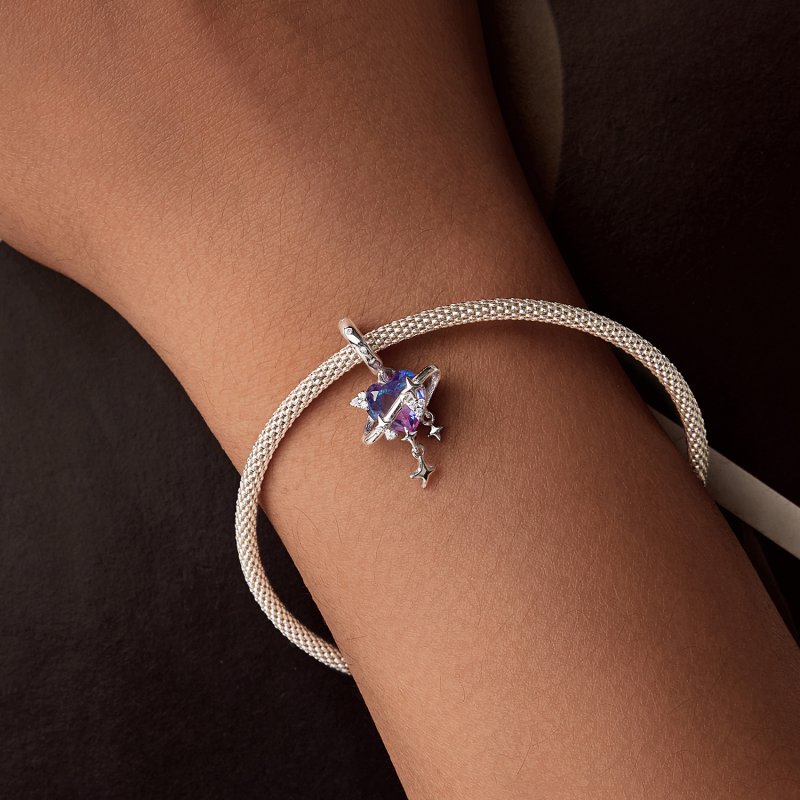 (kuva) PANDORA Tyylit Violetti ja pinkki gradient tähtitaivas riipus - SCC2825 - Näytä 6