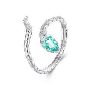 PANDORA Tyyli Pieni vihreä käärme Open Ring - SCR1057-E (kuva) PANDORA Tyyli Pieni vihreä käärme Open Ring - SCR1057-E