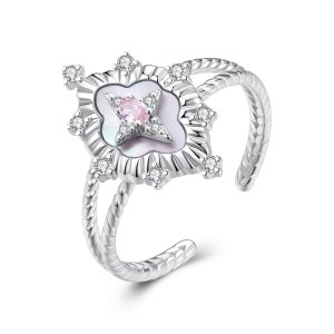 PANDORA Tyyli Starlight Pink Shell Open Ring - YIR244-E (kuva) PANDORA Tyyli Starlight Pink Shell Open Ring - YIR244-E