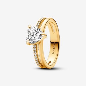 (kuva) Pandora Double Band Heart -sormus - 163100C01