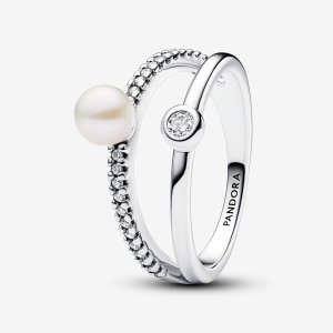 (kuva) Pandora Timeless -kokoelman helminauha- ja timanttisilauksen kaksoisrengas - 193147C01