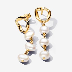 (kuva) Pandora Organically Shaped Circle & Baroque -käsitellyt makeanveden viljellyt helmil korvakorut - 263263C01