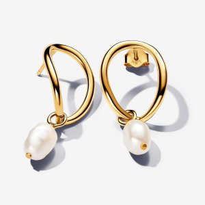 (kuva) Pandora Organically Shaped Circle & Baroque -käsitellyt makeanveden viljellyt helmi korvakorut - 263281C01