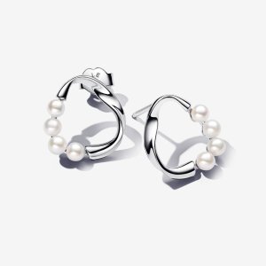 (kuva) Pandora Organically Shaped Circle -korvakorut Käsitellyistä makeanveden kultarehuista - 293276C01