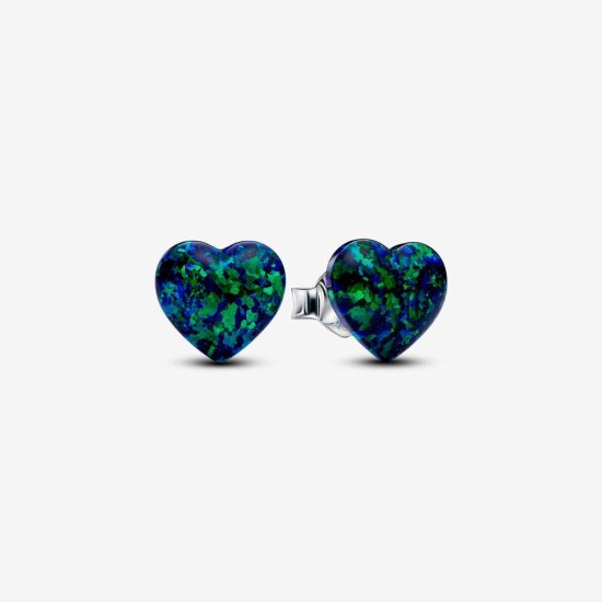 (kuva) Pandora Opalescent Green Heart Stud Earrings - 293356C01