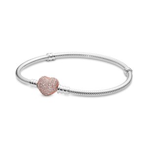 (kuva) Pandora Moments Pavé Sydänlukko Käärmeenkäänteinen Rannerengas - 586292CZ