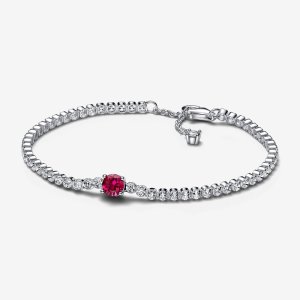 (kuva) Pandora Red Sparkling Round Pavé Tennis-ranneke - 592403C01