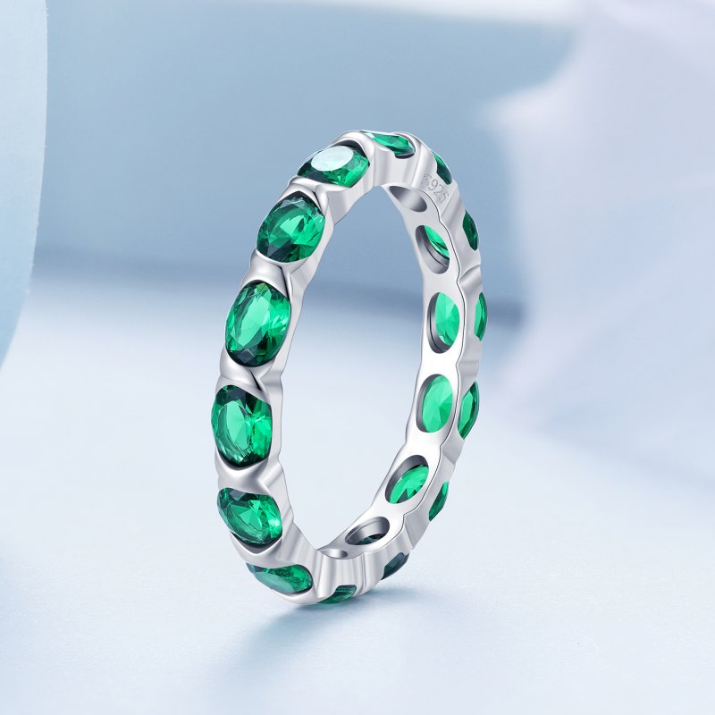 (kuva) Pandora-tyylinen Full Pave -vihreä spinellisormus - BSR432 - Näytä 2