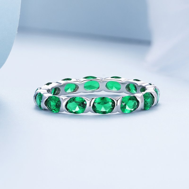 (kuva) Pandora-tyylinen Full Pave -vihreä spinellisormus - BSR432 - Näytä 3