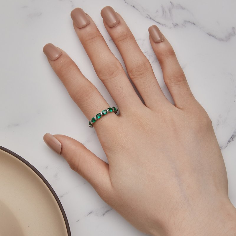 (kuva) Pandora-tyylinen Full Pave -vihreä spinellisormus - BSR432 - Näytä 4