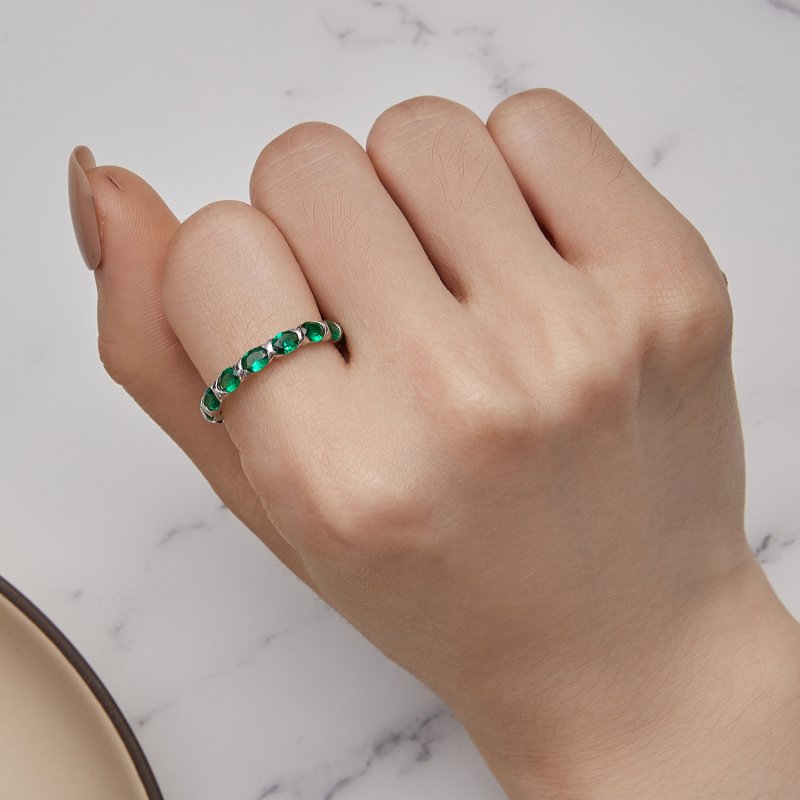 (kuva) Pandora-tyylinen Full Pave -vihreä spinellisormus - BSR432 - Näytä 5