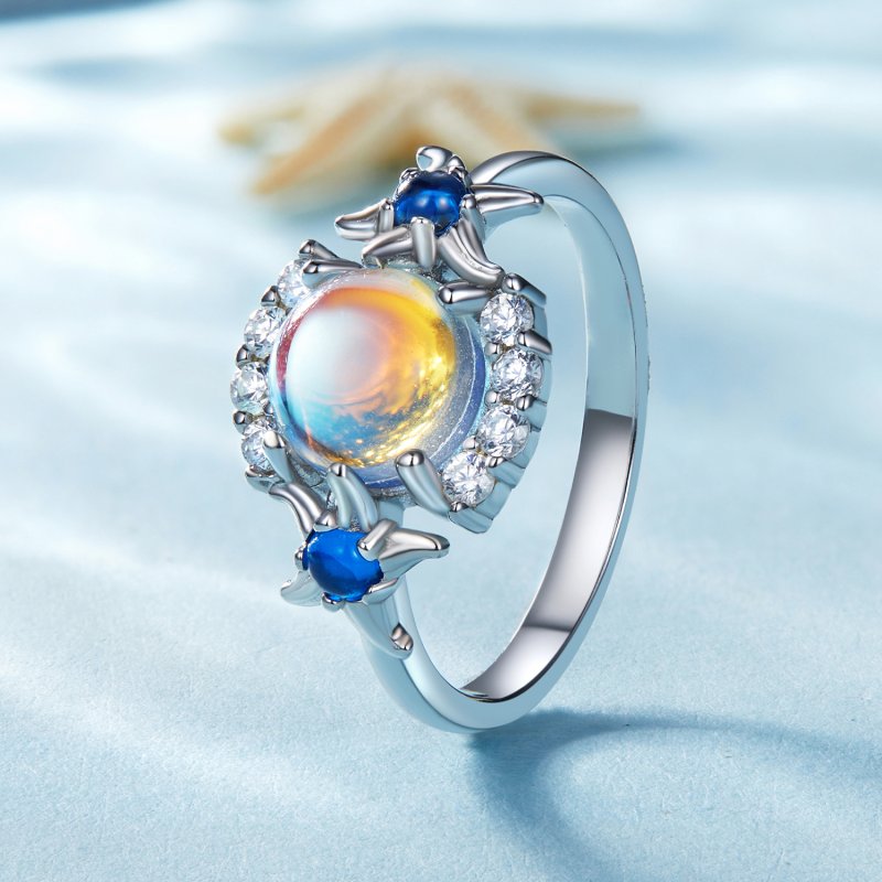 (kuva) Pandora-tyylinen Gradient Moonstone Meritähden Sormus - BSR446 - Näytä 2