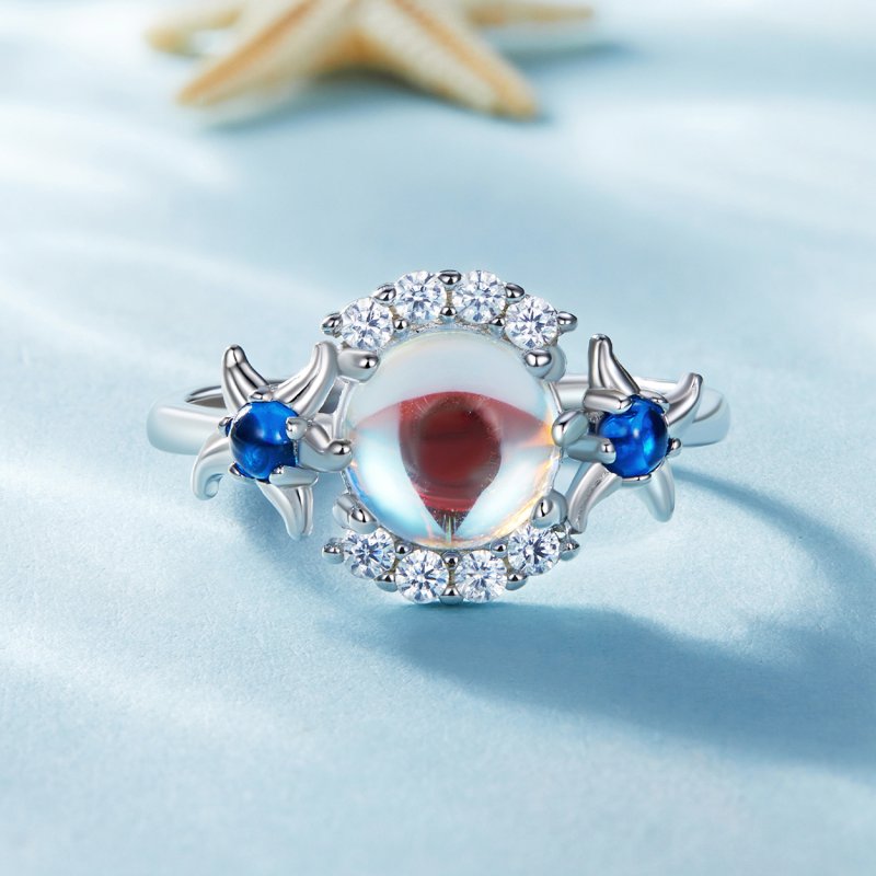 (kuva) Pandora-tyylinen Gradient Moonstone Meritähden Sormus - BSR446 - Näytä 3