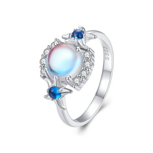 (kuva) Pandora-tyylinen Gradient Moonstone Meritähden Sormus - BSR446