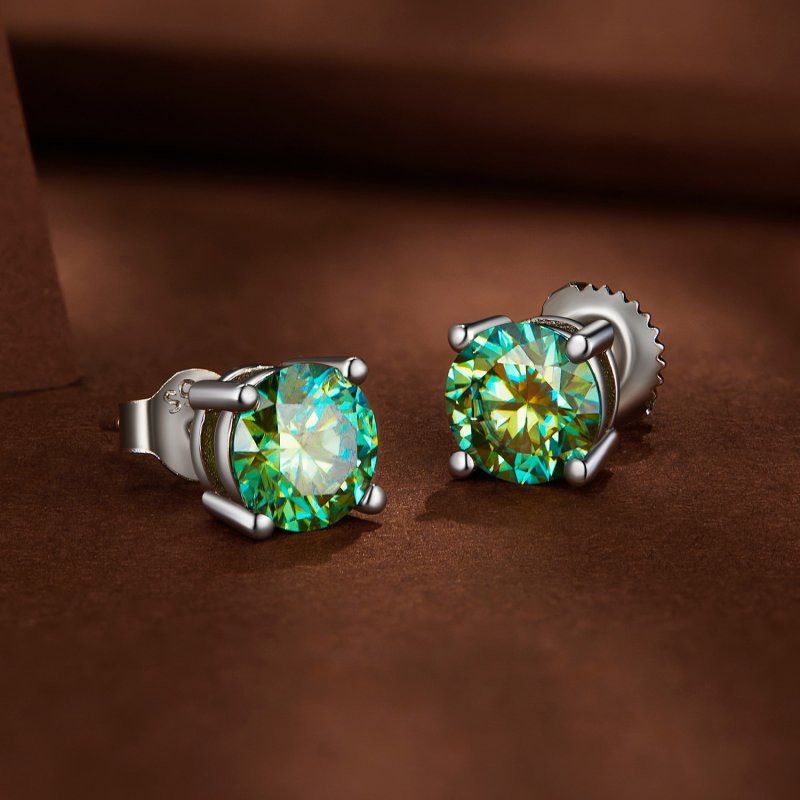 (kuva) Pandora-tyyliset yhden karaatin neljän kynnen moissanite-korvakorut - MSE003-CFL - Näytä 3