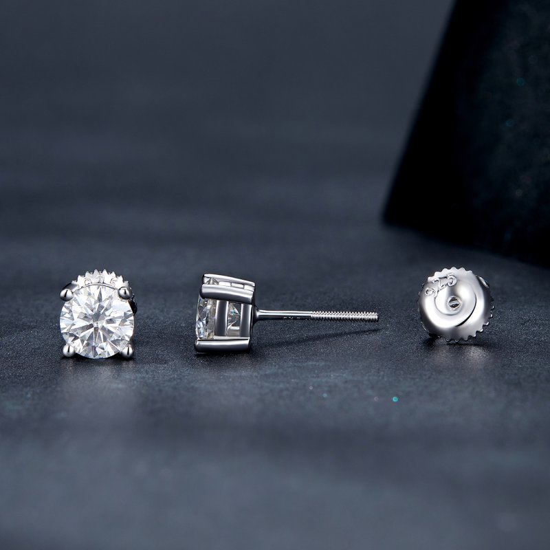 (kuva) Pandora-tyyliset yhden karaatin nelikynsikköiset moissanite-korvakorut - MSE003- - Näytä 3