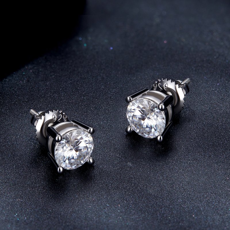(kuva) Pandora-tyyliset yhden karaatin nelikynsikköiset moissanite-korvakorut - MSE003- - Näytä 4