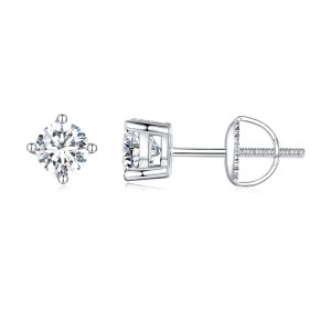 (kuva) Pandora-tyyliset 0,5 karaatin neljän kynnen moissanite-korvakorut - MSE003-S