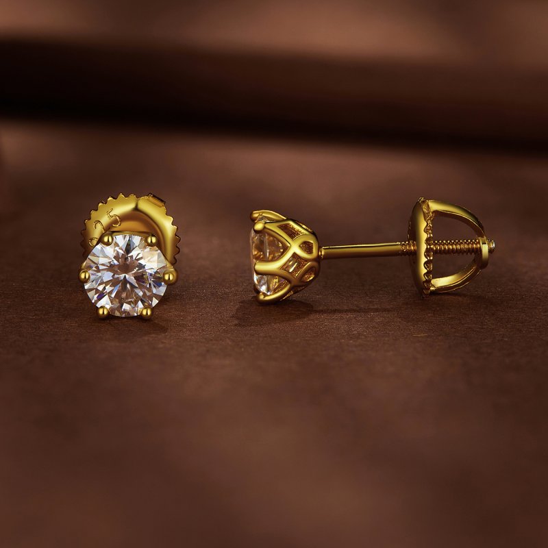 (kuva) Pandora-tyyliset Kullatut 0,5 karaatin Kuusihakaset Moissanite-korvakorut - MSE0 - Näytä 2