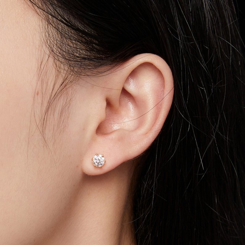 (kuva) Pandora-tyyliset Kullatut 0,5 karaatin Kuusihakaset Moissanite-korvakorut - MSE0 - Näytä 4