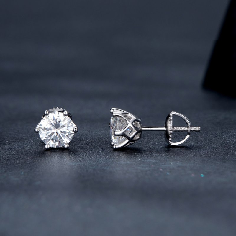 (kuva) Pandora-tyyliset yhden karaatin neljän kynnen moissanite-korvakorut - MSE004-L - Näytä 3
