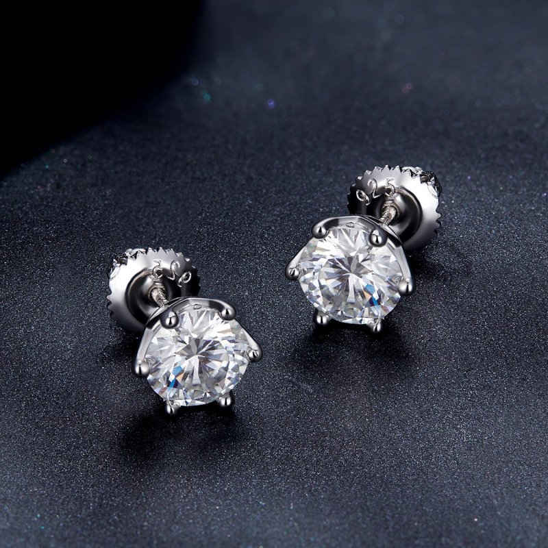 (kuva) Pandora-tyyliset yhden karaatin neljän kynnen moissanite-korvakorut - MSE004-L - Näytä 4