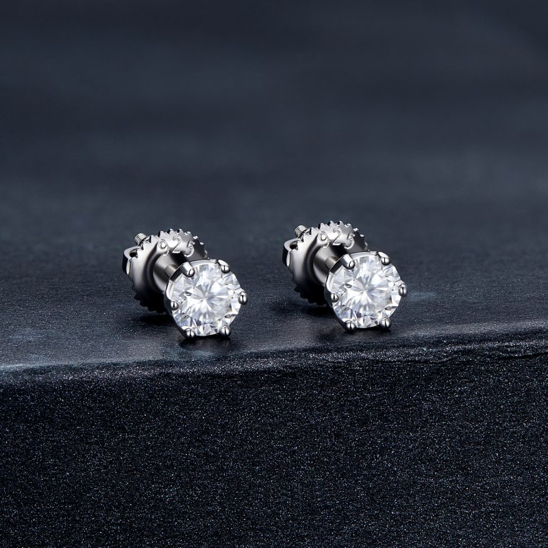 (kuva) Pandora-tyyliset 0,5 karaatin neljän kynnen moissanite-korvakorut - MSE004-S - Näytä 2