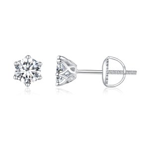 (kuva) Pandora-tyyliset 0,5 karaatin neljän kynnen moissanite-korvakorut - MSE004-S