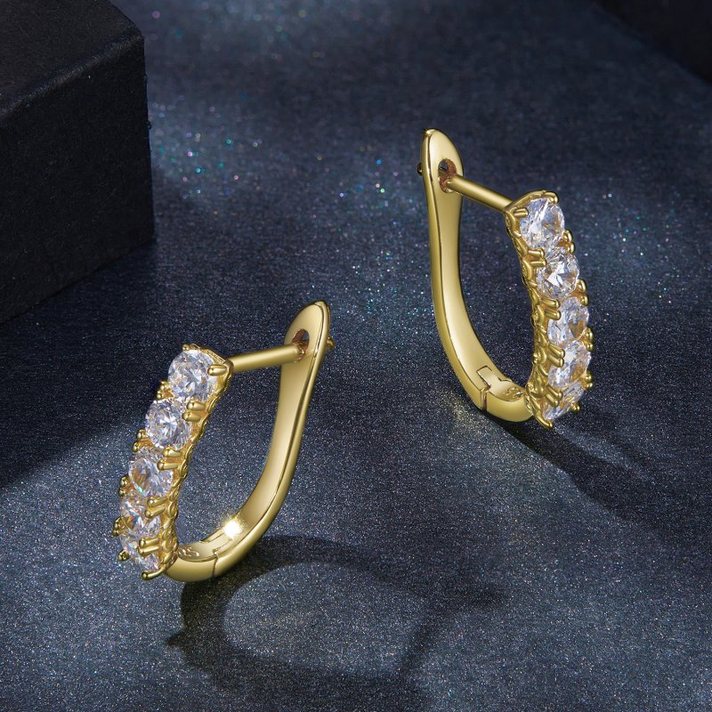 (kuva) Pandora-tyyliset U-muotoiset Moissanite-kuviokorvarenkaat - MSE011-B - Näytä 3