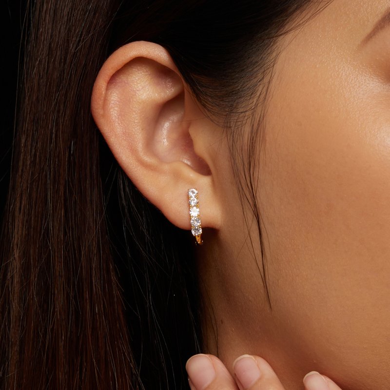 (kuva) Pandora-tyyliset U-muotoiset Moissanite-kuviokorvarenkaat - MSE011-B - Näytä 5