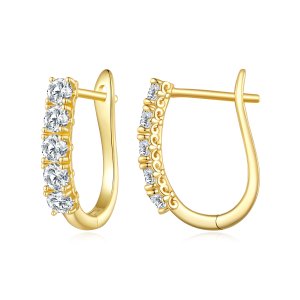 (kuva) Pandora-tyyliset U-muotoiset Moissanite-kuviokorvarenkaat - MSE011-B