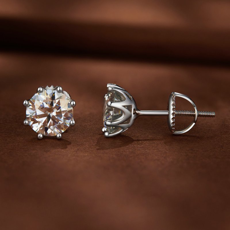 (kuva) Pandora-tyyliset 1 karaatin moissanite-korvakorut - MSE019-L - Näytä 2