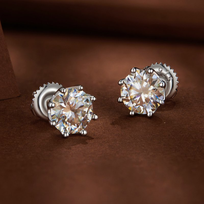 (kuva) Pandora-tyyliset 1 karaatin moissanite-korvakorut - MSE019-L - Näytä 3