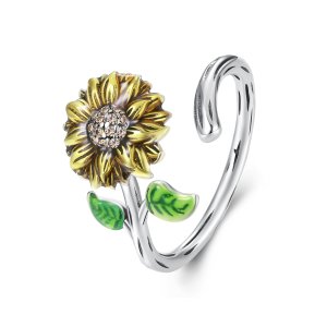 (kuva) Pandora-tyylinen auringonkukka-avorengas - SCR934