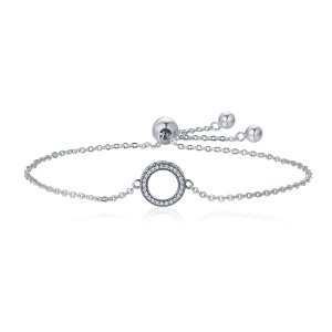 (kuva) Pandora-tyylinen Hopeinen Halo-liukusormus - SCB030