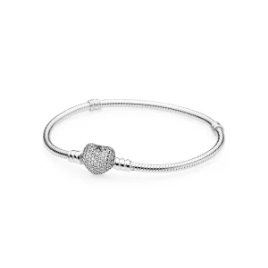 (kuva) Moments Silver Bracelet, Pavé Heart - 590727CZ - Rannekorut | PANDORA