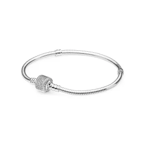 (kuva) Moments Silver Bracelet, Signature Clasp - 590723CZ - Rannekorut | PANDORA