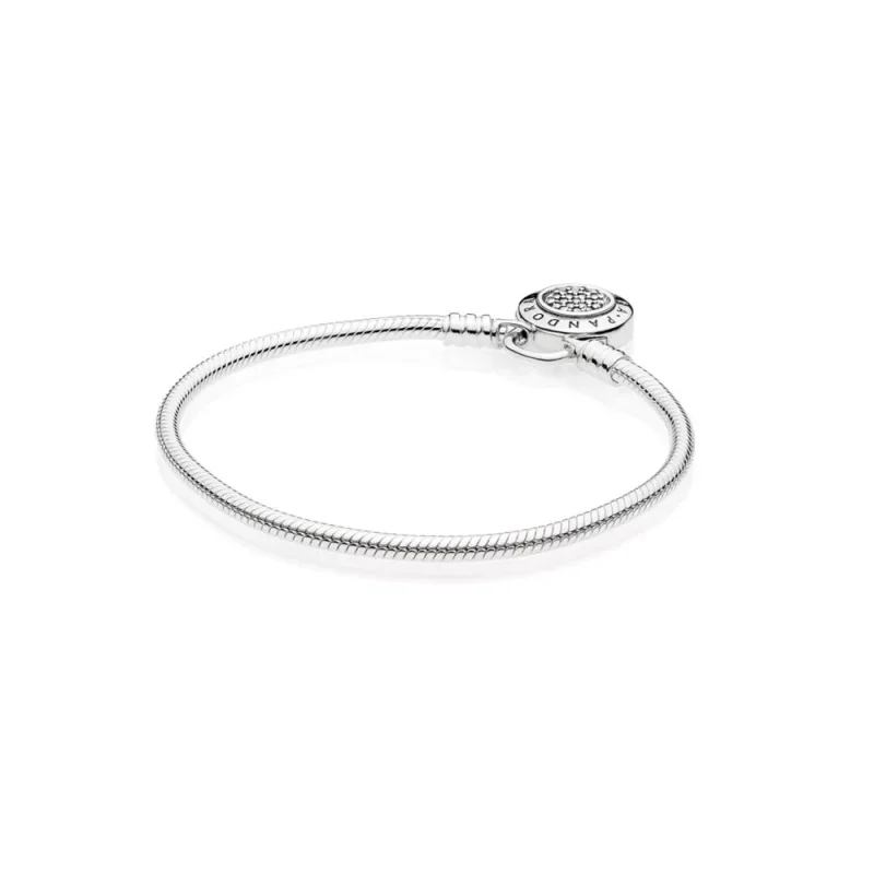 (kuva) Moments Smooth Silver Bracelet, PANDORA Signature Padlock - Näytä 3