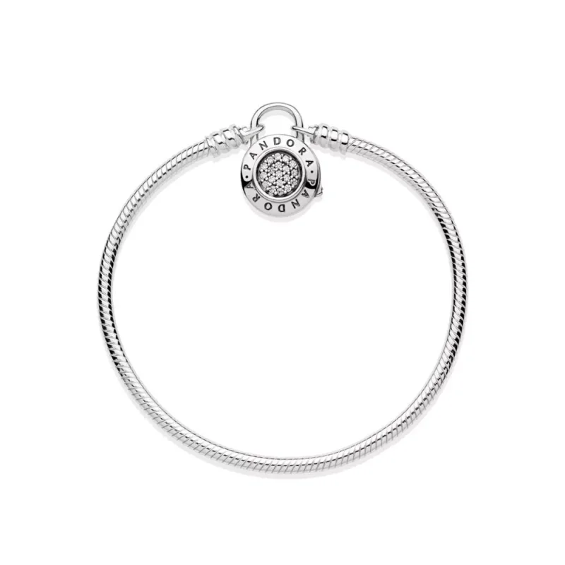 (kuva) Moments Smooth Silver Bracelet, PANDORA Signature Padlock - Näytä 4