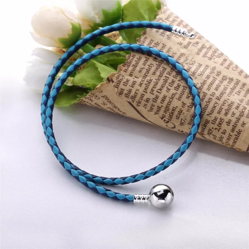 (kuva) Pandora Moments Double Woven Leather Bracelet - Blue Mix - Näytä 3