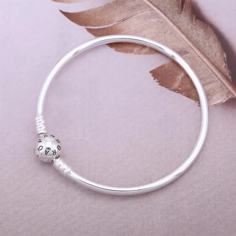 (kuva) Silver bangle bracelet with pink cubic zirconia - 590716PCZ - Rannekorut | PANDO - Näytä 3