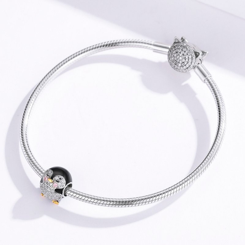 (kuva) Pandora Style Two Tone Bicolor Pingviini Amuletti - BSC126 - Näytä 3