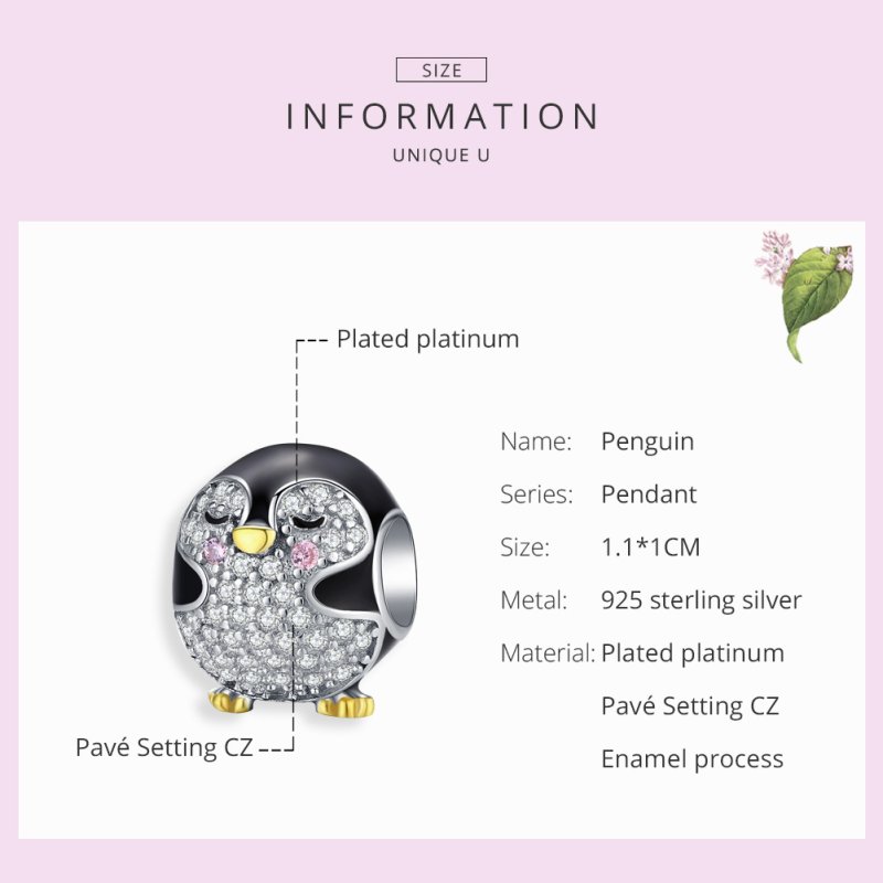 (kuva) Pandora Style Two Tone Bicolor Pingviini Amuletti - BSC126 - Näytä 6