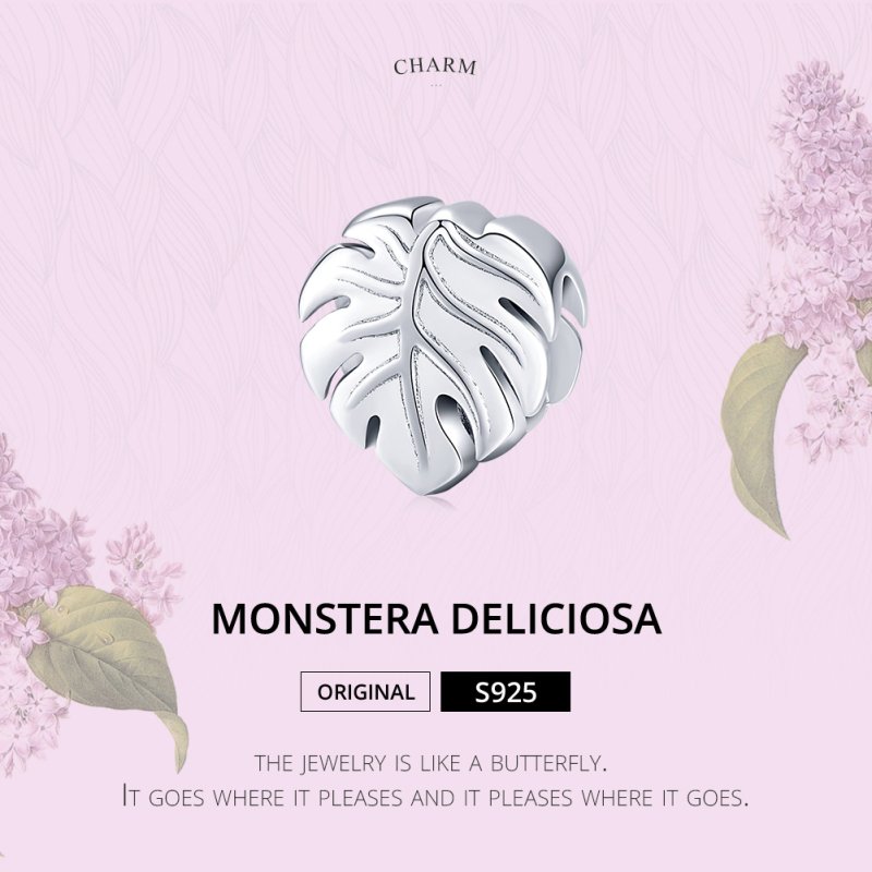 (kuva) Pandora-tyylinen hopea Monstera -riipus - BSC141 - Näytä 6