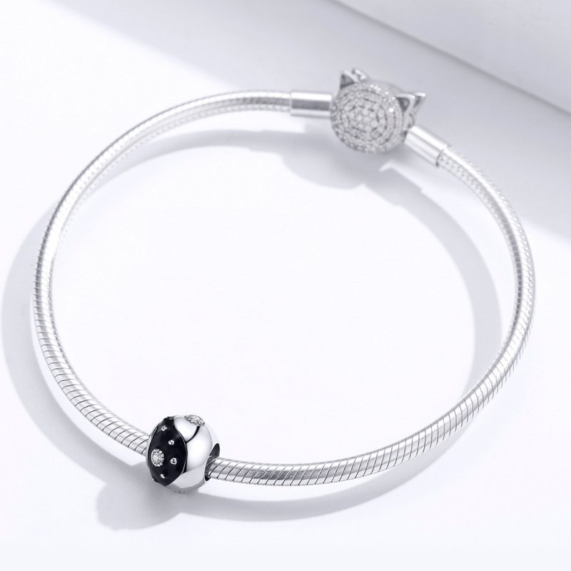 (kuva) Pandora-tyylinen hopea Chinoiserie Yin Yang -riipus - BSC192 - Näytä 3