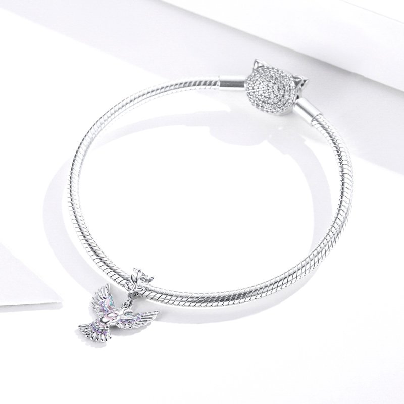 (kuva) Pandora-tyylinen hopeinen rauhan kyyhkysen amuletti - BSC295 - Näytä 3