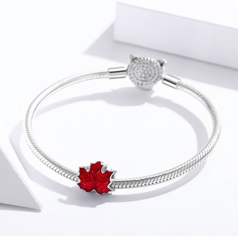 (kuva) Pandora-tyylinen Hopea Vaahteranlehti Charm - BSC335 - Näytä 3