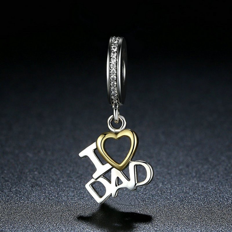 (kuva) Pandora-tyylinen hopea- ja kullattu I Love Dad -riipus - SCC052 - Näytä 5
